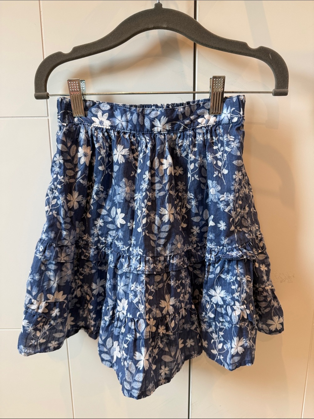 Gap Kids Blue Floral Tiered Mid Skirt